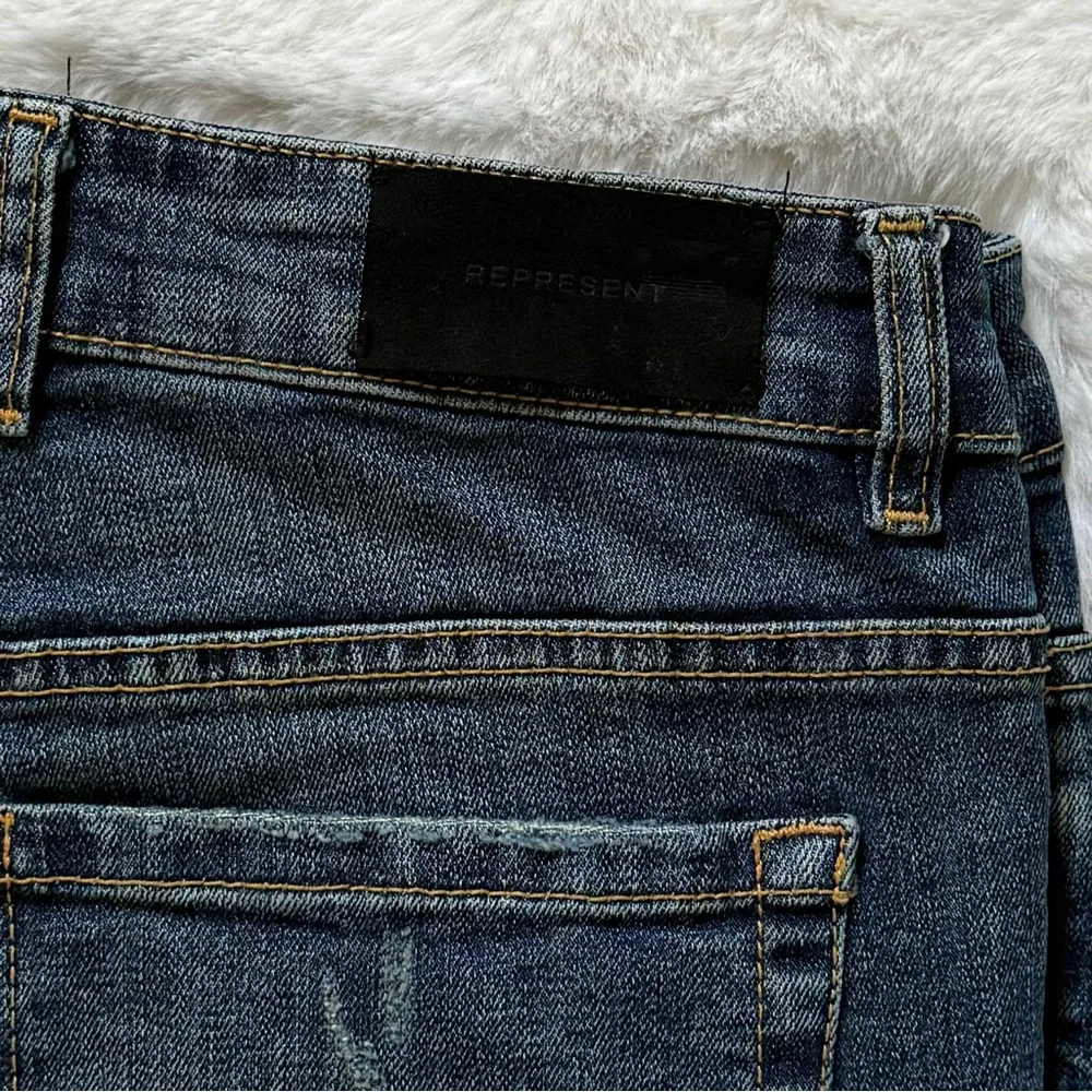 REPRESENT 32x31 Destroyer Denim Jeans in Rockstar Blue • Street Slim Skinny Fit - Picture 9 of 10